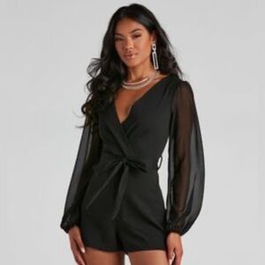 Perfectly Poised Plunging Chiffon Romper